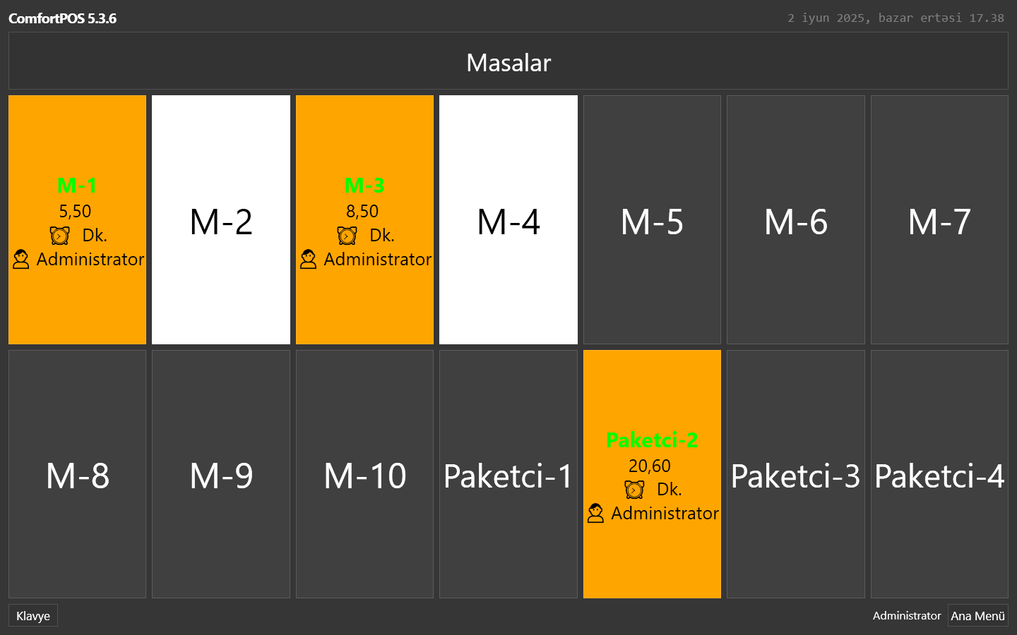 Masalar Ekranı